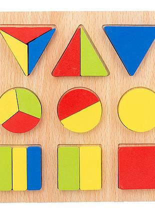 Детская развивающая игрушка с геометрическими фигурками рамка-вкладыш круг-квадрат-треугольник 18