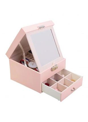 Шкатулка casegrace sp-01143 для украшений и ювелирных изделий двухуровневая с зеркалом на замке с