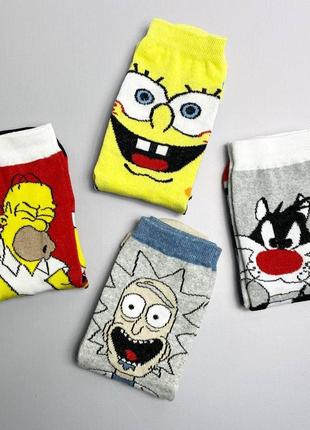 Комплект жіночих високих мультяшних шкарпеток 4 пари 36-41 р|швидка доставка|