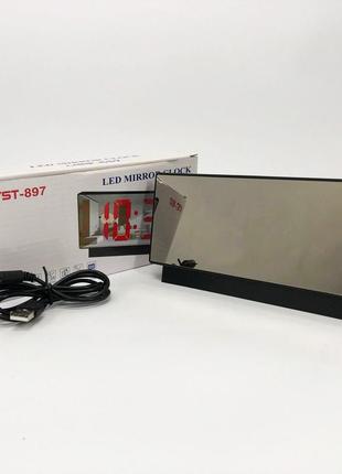 Часы электронные с зеркальным дисплеем vst-888-5, часы электронные настольные светящиеся vst|швидка доставка|6 фото
