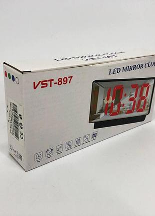 Часы электронные с зеркальным дисплеем vst-888-5, часы электронные настольные светящиеся vst|швидка доставка|4 фото