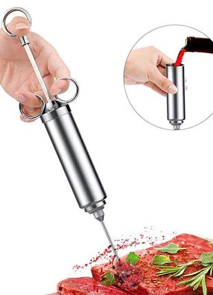 Кухонный шприц для маринования мяса и птицы, инжектор для соусов 3 иглы и щеточки для чистки|швидка доставка|