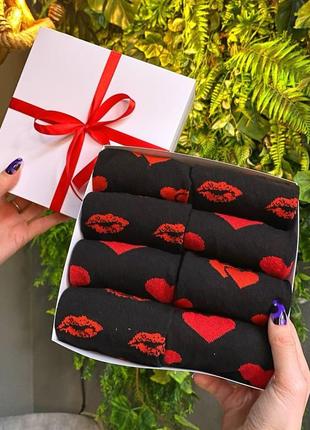 Бокс жіночих шкарпеток 36-41 р на 8 пар в подарунковій коробці із стрічкою|швидка доставка|