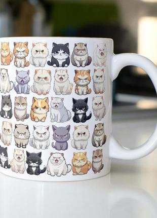 Кружка з принтом "злі котики" 330 мл біла|швидка доставка|