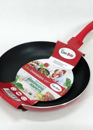 Сковорода с антипригарным покрытием "xylan" con brio cb-2614 26 см, сковорода для жарки. цвет: красный|швидка