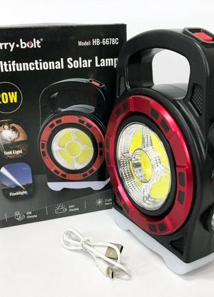 Переносной фонарь прожектор 6678с-3led+5cob с солнечной панелью и функцией power bank, ручной прожектор|швидка
