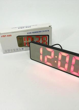 Электронные настольные led часы от usb vst-898-1 с будильником и термометром, настольные led лед часы|швидка9 фото