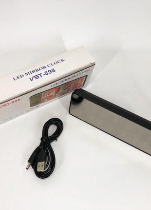 Электронные настольные led часы от usb vst-898-1 с будильником и термометром, настольные led лед часы|швидка8 фото
