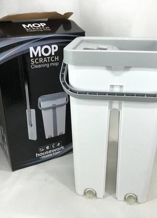 Швабра большая с ведром комплект scratch cleaning easy mop с автоматическим отжимом и...