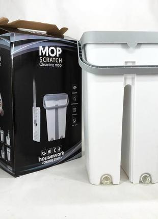 Швабра большая с ведром комплект scratch cleaning easy mop с автоматическим отжимом и...