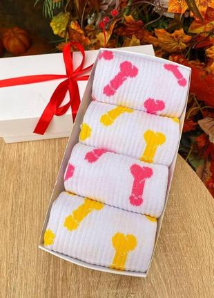 Бокс жіночих високих шкарпеток "цюцюрки" 36-41 на 4 пари у подарунковій коробці|швидка доставка|