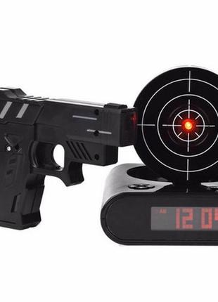 Часы-будильник мишень и пистолет gun alarm clock|швидка доставка|