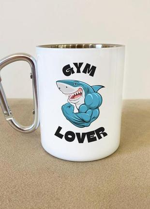 Кружка металева з карабіном "gym lover" 300 мл біла|швидка доставка|