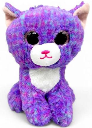 М'яка іграшка "глазастик. котик" (18 см), бузковий