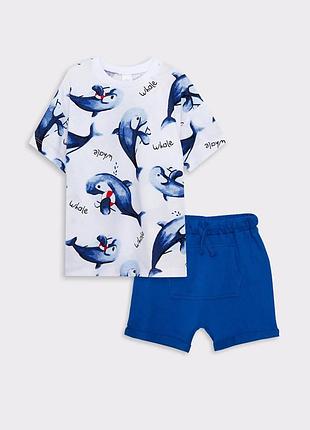 12-18 м / 2 - 3 р новый фирменный летний комплект шорты с футболкой морской кит lc waikiki