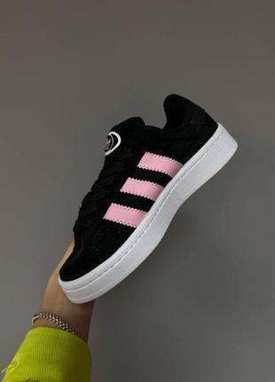 Жіночі кросівки адідас кампус чорні з рожевим преміум / adidas campus
black / pink / white premium4 фото
