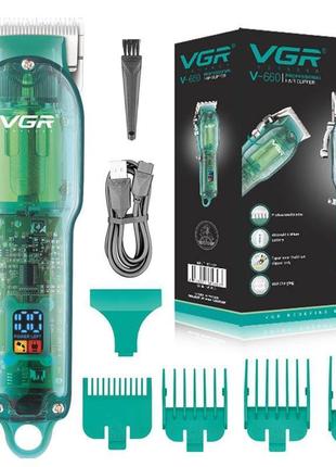 Професійна машинка для стриження vgr professional clipper transparent green v-660