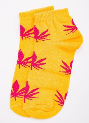 Женские короткие носки, желтого цвета с принтом, 131r137095
