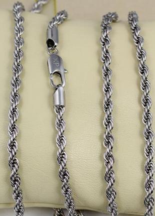 Ланцюг 60см 4мм xuping jewelry канатик сріблястий медсплав