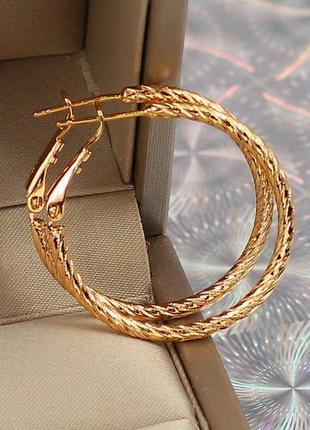 Серьги кольца хuping jewelry крученый жгут 3.5 см золотистые