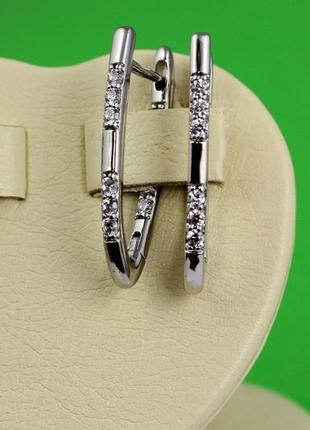 Сережки медсплав xuping jewelry доріжки два через два 3 см сріблясті