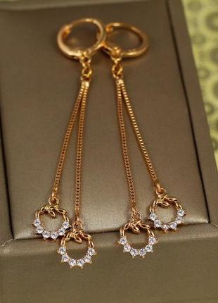 Серьги подвески xuping jewelry веночек 6,4 см золотистые