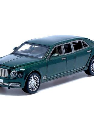 Дитяча металева машинка bentley mulsanne на батарейках 11,5х14,5х28,5 см автопром зелений