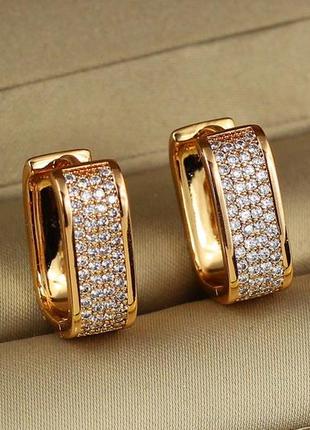 Серьги xuping jewelry квадратные колечки 1.8 см золотистые