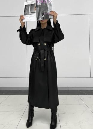 Тренч jadone fashion некст длинный l-xl черный4 фото