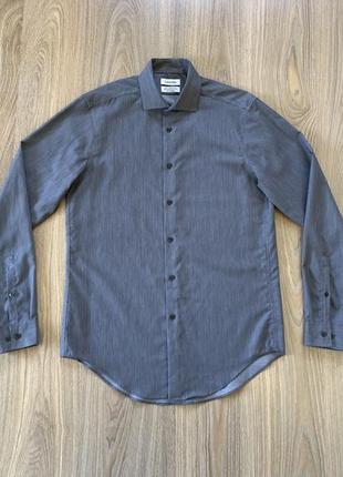 Мужская классическая хлопковая рубашка с длинным рукавом calvin klein slim fit