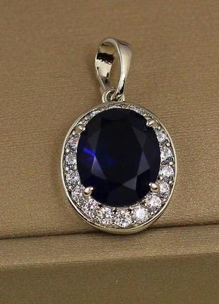 Кулон xuping jewelry малинки синій камінь 1.7 см сріблястий