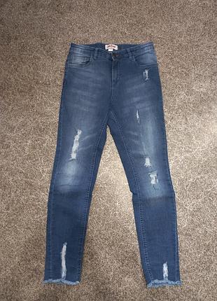 Рваные синие джинсы р.46(m)