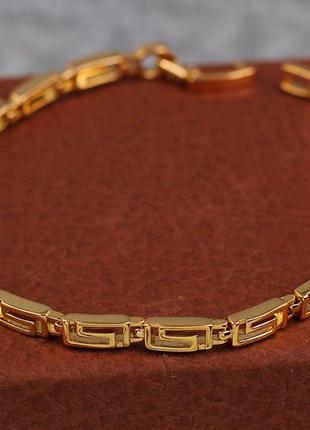 Браслет xuping jewelry гера с греческим узором 19 см 4 мм золотистый