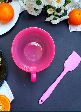 Розовая чаша 500 мл и розовая лопатка набор для кондитера кухня новый