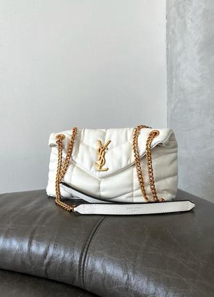Женская сумка ysl puffer chain white gold2 фото