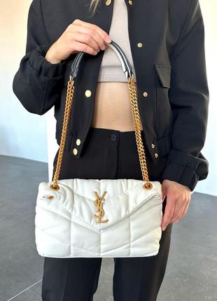 Женская сумка ysl puffer chain white gold1 фото