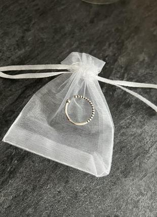 Кольцо посеребренное на палец, геометрическое регулируемое колечко