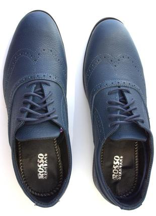 Сині туфлі лазурні шкіряні броги чоловіче взуття великих розмірів rosso avangard bs felicete blue azure9 фото
