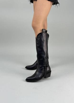 Женские кожаные сапоги (8562-1д) 35 vzutik черный (2000002760580)