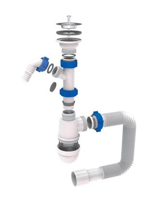 Сифон для раковины с выпуском из нерж. стали и гибким отводом 1½"×ø40/50мм tau (9841750)