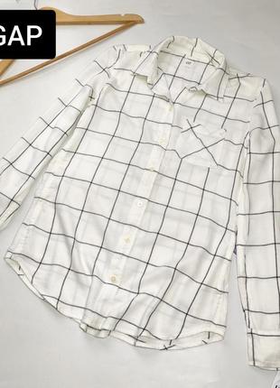 Рубашка женская белая в клетку casual от бренда gap xs s