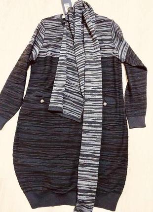 Стильное теплое платье с шарфом 128 от  люкс марки darkwin, турция,  супер цена!