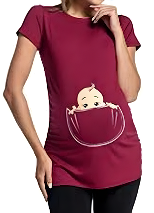 Классная стрейчевая футболка для беременных с малышом вискоза happy mama .