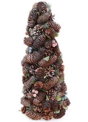 Декоративная елка "шишки и ягоды" с натуральными шишками 48х20х20 см bonadi  (2000002650133)