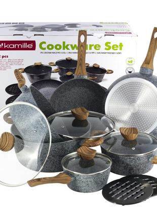 Набор посуды 12 предметов kamille темно-серый (2000002748861)