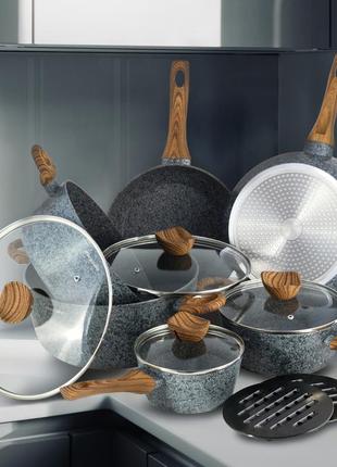 Набор посуды 12 предметов kamille темно-серый (2000002748861)2 фото