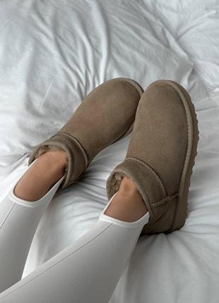 Угги жіночі slip-on ugg ultra mini beige sand premium