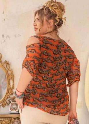 Новая модная  роскошная блуза, шифон на трикотажной подкладке,52-54р. турция2 фото