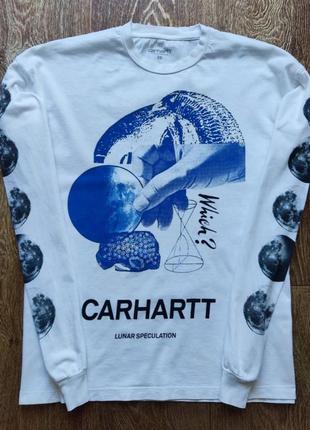 Белый мужской лонгслив carhartt размер xs-s