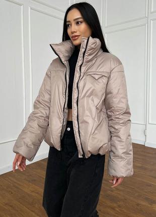 Демісезонна куртка jadone fashion сия s бежева3 фото